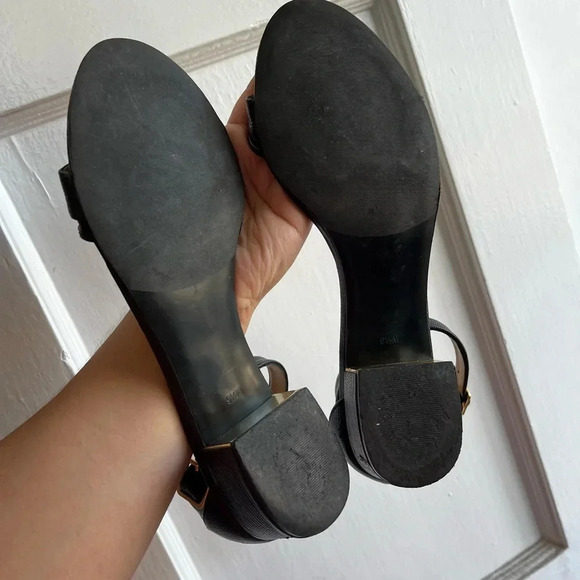 Talbots Navy Ankle-Strap Sandal Low Block Heels - Size 9.5 - Picture 5 of 9